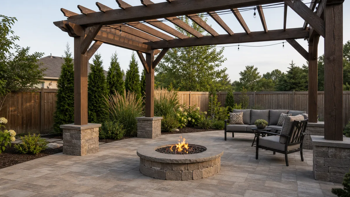 open outdoor fire pit seating area away from a roof cover