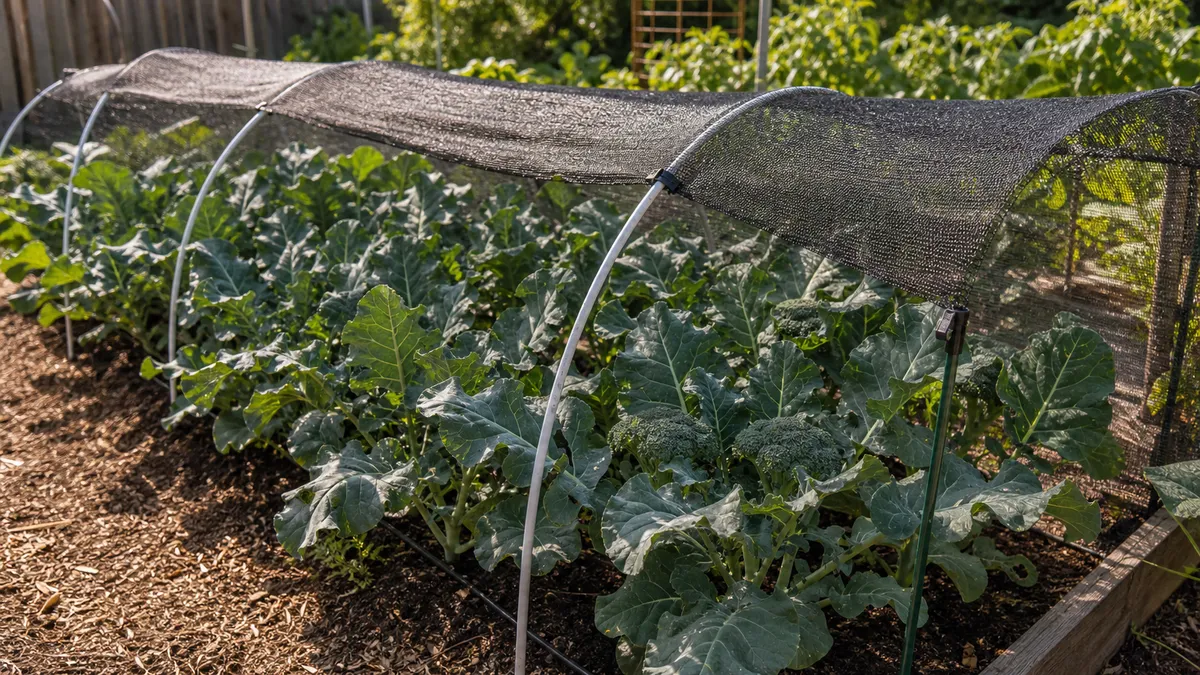 Broccoli plants growing in a garden bed