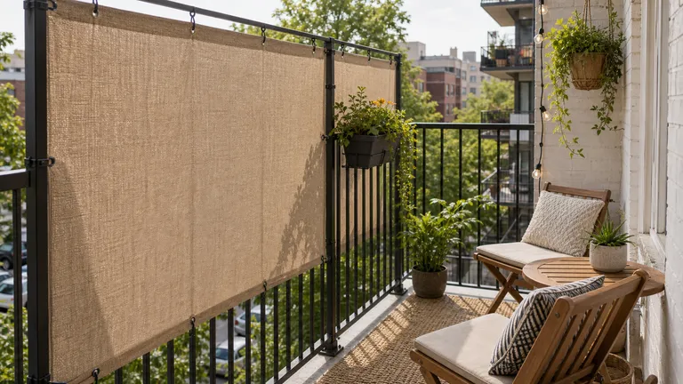Backyard seating near planting and side screening