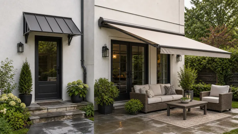 house exterior where entry cover, wall structure and runoff need checking