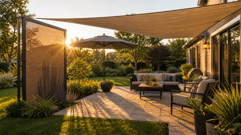 sun angle across a patio and garden used to choose shade