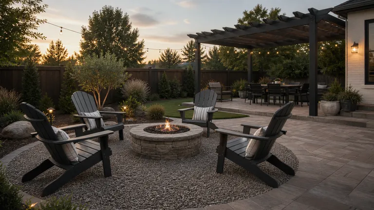 open outdoor fire pit seating kept away from overhead cover