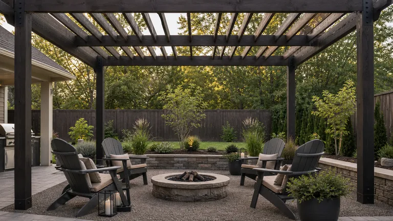 open pergola roof over outdoor seating with clear side airflow