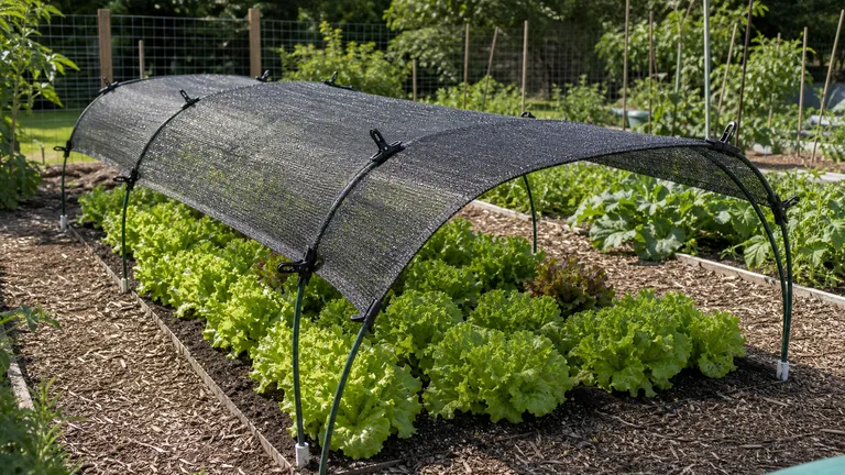 Garden shade cloth clipped to a low hoop frame.