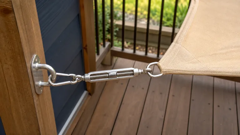 Metal turnbuckles used to tension shade sail hardware